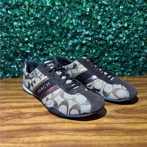 Coach Jayme Brown and Black Signature Sneakers